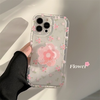 เคสโทรศัพท์มือถือ แบบใส ลายดอกไม้ พร้อมขาตั้ง สําหรับ Apple iPhone 13 12 PROMAX XS 13 PROPHONE 14 78 PLUS 14 PROMAX 14 12 MINI