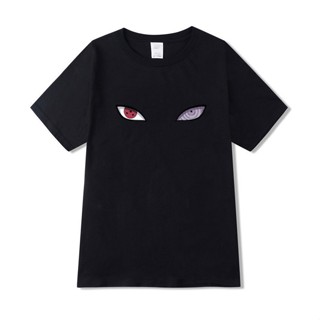 ราคาถูก Naruto Anime แขนสั้นพิมพ์ลายตาลำลองผ้าฝ้ายแขนสั้นเกาหลีชายเสื้อยืด เสื้อคู่