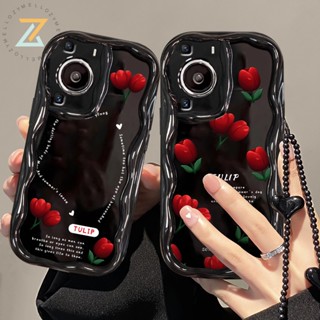 เคสโทรศัพท์มือถือ ซิลิโคน ลายดอกทิวลิป สีแดง สําหรับ OPPO Reno 10 5G Reno 8T 5G Reno 8T 4G Reno 8Z 5G Reno 7Z 5G Reno 8 5G Reno 8 4G Reno 7 4G Reno 6 5G Reno 5 Reno 4F