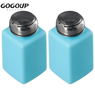 Gogoup ขวดปั๊มพลาสติก ทรงสี่เหลี่ยม สีฟ้า สีชมพู 200 มล. สําหรับตกแต่งเล็บ 1 ชิ้น 2 ชิ้น