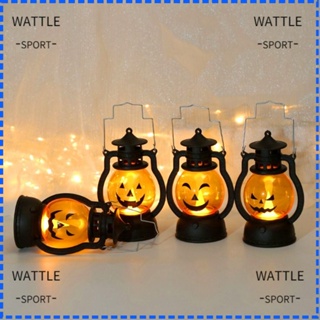 Wattle โคมไฟ LED รูปฟักทองผี สไตล์เรโทร สําหรับแขวนตกแต่งบ้าน ปาร์ตี้ฮาโลวีน