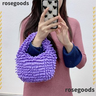 Rosegoods1 กระเป๋าถือ ผ้ากํามะหยี่ขนนิ่ม แต่งซิป ทรงสี่เหลี่ยม ขนาดเล็ก สีแคนดี้ สําหรับผู้หญิง