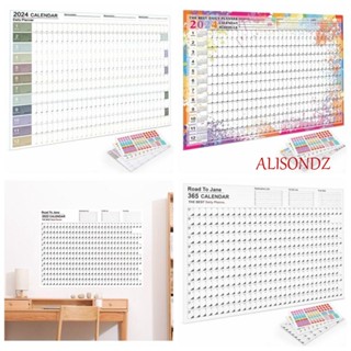 Alisondz 2024 ปฏิทินติดผนัง แพลนเนอร์ ใช้งานง่าย ทํารายการ ปฏิทิน ปี 2024 ปฏิทินรายปี รายสัปดาห์ สํานักงานประจําปี Clerk