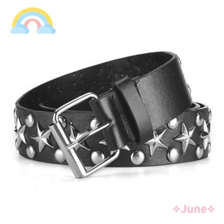 June เข็มขัดหนังแฟชั่น รูปดาว สไตล์พังก์ ลําลอง