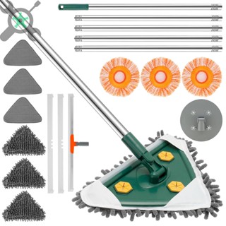 ไม้ถูพื้นทําความสะอาดผนัง ด้ามจับยาว หมุนได้ พร้อมแผ่นไม้ถูพื้น 9 ชิ้น แบบเปลี่ยน SHOPCYC8364