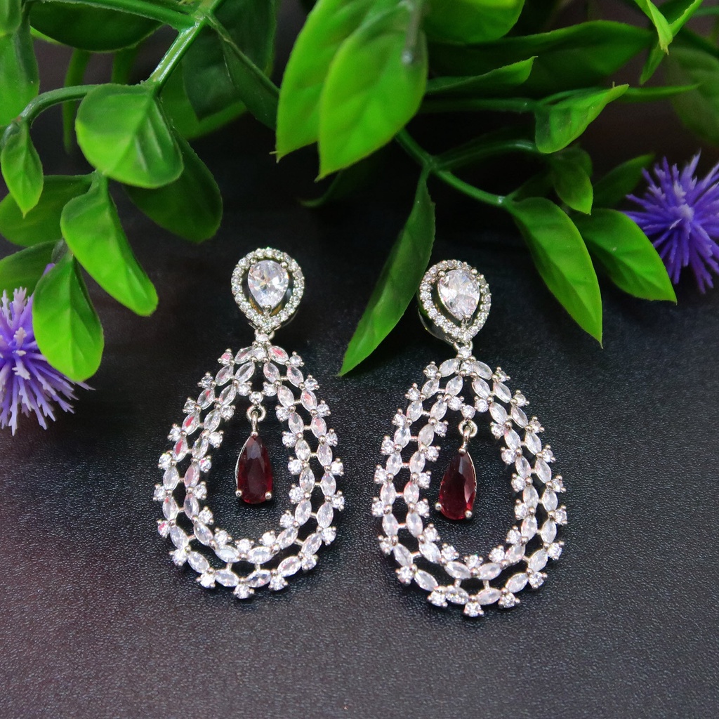 Premium Designer Drop AD Earing Set - ER04 - Artlah indian Earing