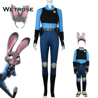 [Wetrose] ชุดจั๊มสูท ชุดคอสเพลย์สัตว์ กระต่าย Judy Hopps สําหรับเด็ก