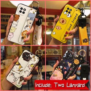 Lanyard Silicone Phone Case For Itel S23/S665L protective Soft case Wrist Strap Shockproof Cartoon Wristband Dirt-resistant