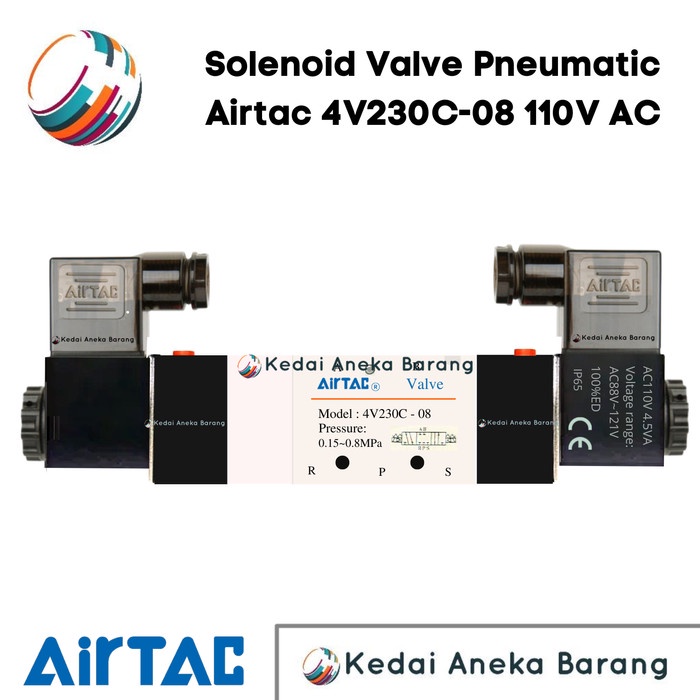 โซลินอยด์วาล์ว Airtac 4V230C-08 4V230C 08 110V AC / 12V DC นิวเมติก - 110V AC OP27