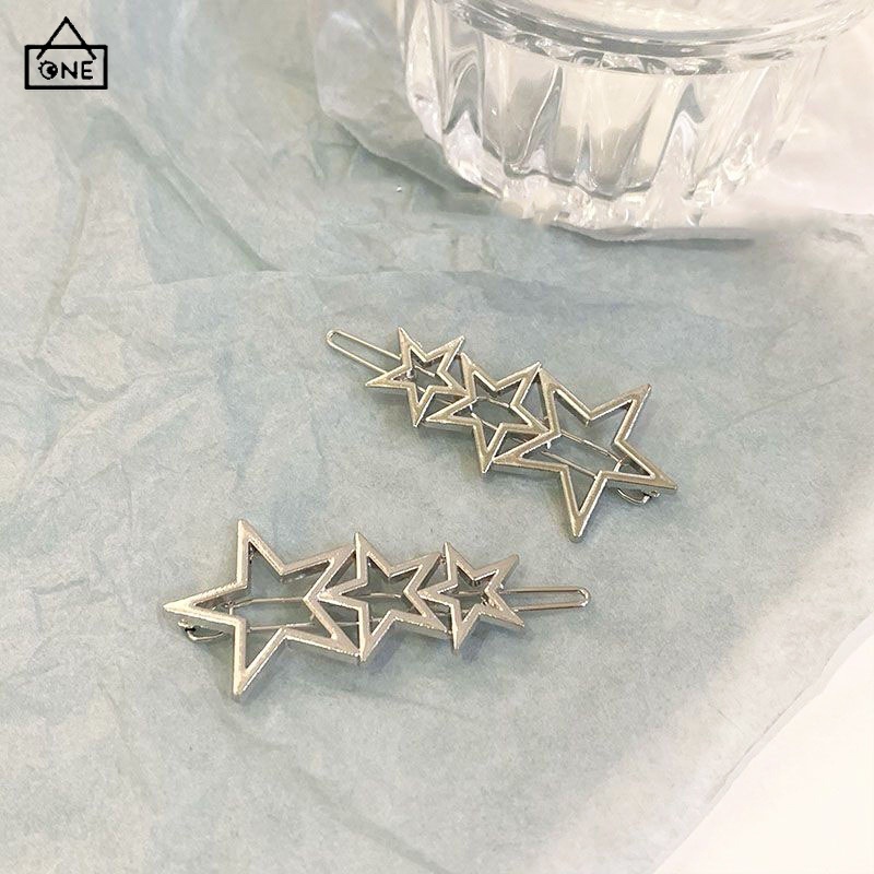 COD❤️พร้อมส่งกิ๊บติดผมสีเงินรูปดาวห้าแฉกลายหัวใจสไตล์ญี่ปุ่นน่ารักนักเรียนสำหรับผู้หญิงเครื่องประดับผม-a.one
