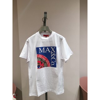 【พร้อมส่ง】MaxMara เสื้อยืดลําลอง ผ้าฝ้ายแท้ แขนสั้น พิมพ์ลายตัวอักษร KOUTIALA