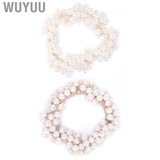 Wuyuu Elastic Hair Bands  Shining Ponytail Holders Faux Pearl ABS Comfortable for Everyday Use Weddings Parties Dances Woman Girls Style