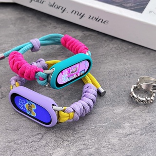 สายไนล่อนถัก พร้อมเคสป้องกัน TPU นิ่ม สําหรับ Xiaomi Miband Mi Band 8 Mi8 สร้อยข้อมือ Xiaomi Band 8 สายรัดเชือกผู้หญิง