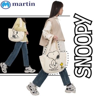 Martin Snoopy กระเป๋าถือ ผ้าแคนวาส ขนาดใหญ่ จุของได้เยอะ พิมพ์ลายการ์ตูน แบบพกพา สําหรับนักเรียน