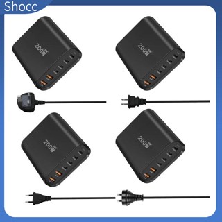 Shocc รางปลั๊กไฟ USB 200W 6 พอร์ต 4 USB-C 2 USB-A สําหรับแล็ปท็อป