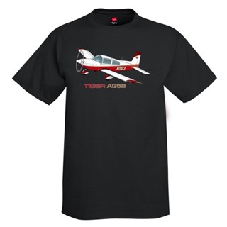 เสื้อยืด พิมพ์ลายเครื่องบิน Tiger Aircraft AG5B (สีแดง/สีทอง)          