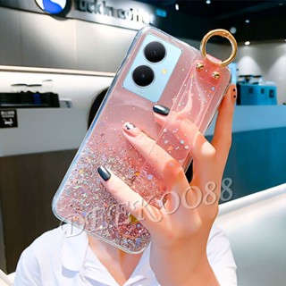 เคสโทรศัพท์มือถือ TPU นิ่ม แบบใส ปิดด้านหลัง ลายดาววิบวับ พร้อมสายรัดมือ สําหรับ VIVOY27 VIVOY36 VIVOY78 VIVO Y27 Y36 Y78 Y02T Y02A 5G 4G