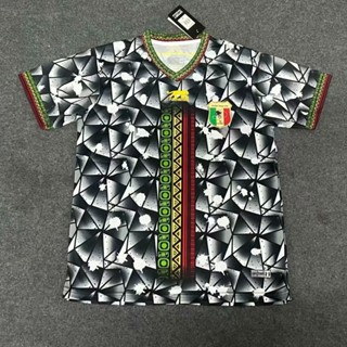 เสื้อกีฬาแขนสั้น ลายทีมชาติฟุตบอล Africa Cup of Nations Mali สีดํา ไซซ์ S - XXL 23-24 สําหรับผู้ชาย