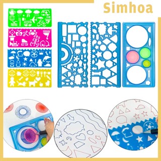 [SIMHOA] แม่แบบวาดภาพเรขาคณิต สีสันสดใส เครื่องเขียน 7 ชิ้น