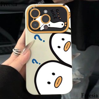 เคสโทรศัพท์มือถือ แบบนิ่ม ลายการ์ตูนเป็ด สําหรับ Apple Iphone 11 7p 14pro 13pro 12 max LQI1