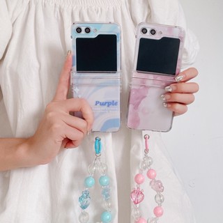 เคสโทรศัพท์มือถือ PC แบบใส ไล่โทนสี สีชมพู สีฟ้า เรียบง่าย สําหรับ Samsung Galaxy Z Flip 3 4 5 5G Galaxy Z Flip 5