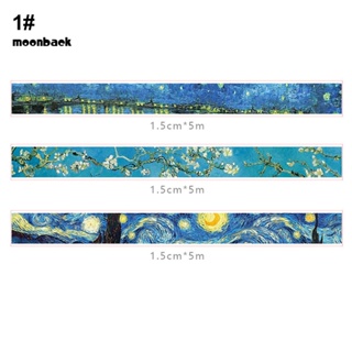 &lt;moonback&gt; สติกเกอร์เทปวาชิญี่ปุ่น ขนาด 5 ม. x 15 มม. สําหรับตกแต่งสมุดภาพ DIY 3 ชิ้น