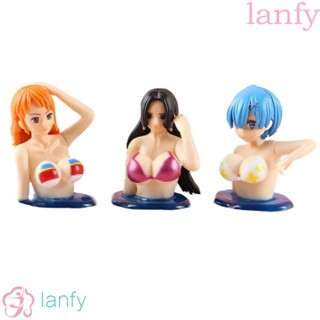 Lanfy โมเดลฟิกเกอร์ PVC รูปปั้นผู้หญิง Nami Rem อุปกรณ์เสริม สําหรับตกแต่งรถยนต์