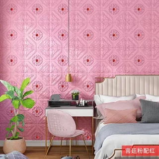 50 ชิ้นวอลล์เปเปอร์กาวออกแบบ 3d โฟมผนังกระดาษ Dinding DIY สติ๊กเกอร์ผนังตกแต่งหลังคาเพดาน Home Wall Panner Decor Easy Stick