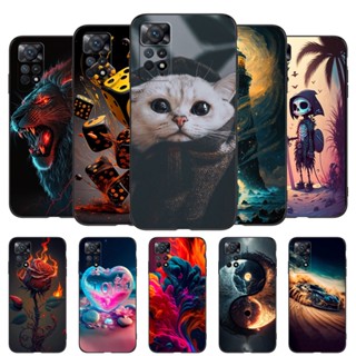 เคสโทรศัพท์มือถือ ซิลิโคน tpu ปิดด้านหลัง ลายการ์ตูนน่ารัก สีดํา สร้างสรรค์ สําหรับ Xiaomi Redmi Note 11 Pro 5G 4G Global case Red mi Note 11 11pro