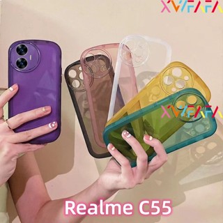 เคสโทรศัพท์มือถือ TPU นิ่ม ปิดด้านหลัง สีแคนดี้ สีพื้น กันฝุ่น สําหรับ Realme C53 C55 C35 C33 C31 10 Pro+