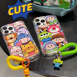 เคสโทรศัพท์มือถือ TPU นิ่ม กันกระแทก กันรอย ลายการ์ตูน Toy Story Lotso Winnie Bear น่ารัก พร้อมสายโซ่คล้อง กันหาย สําหรับ iPhone 14 Pro Max 11 13 12