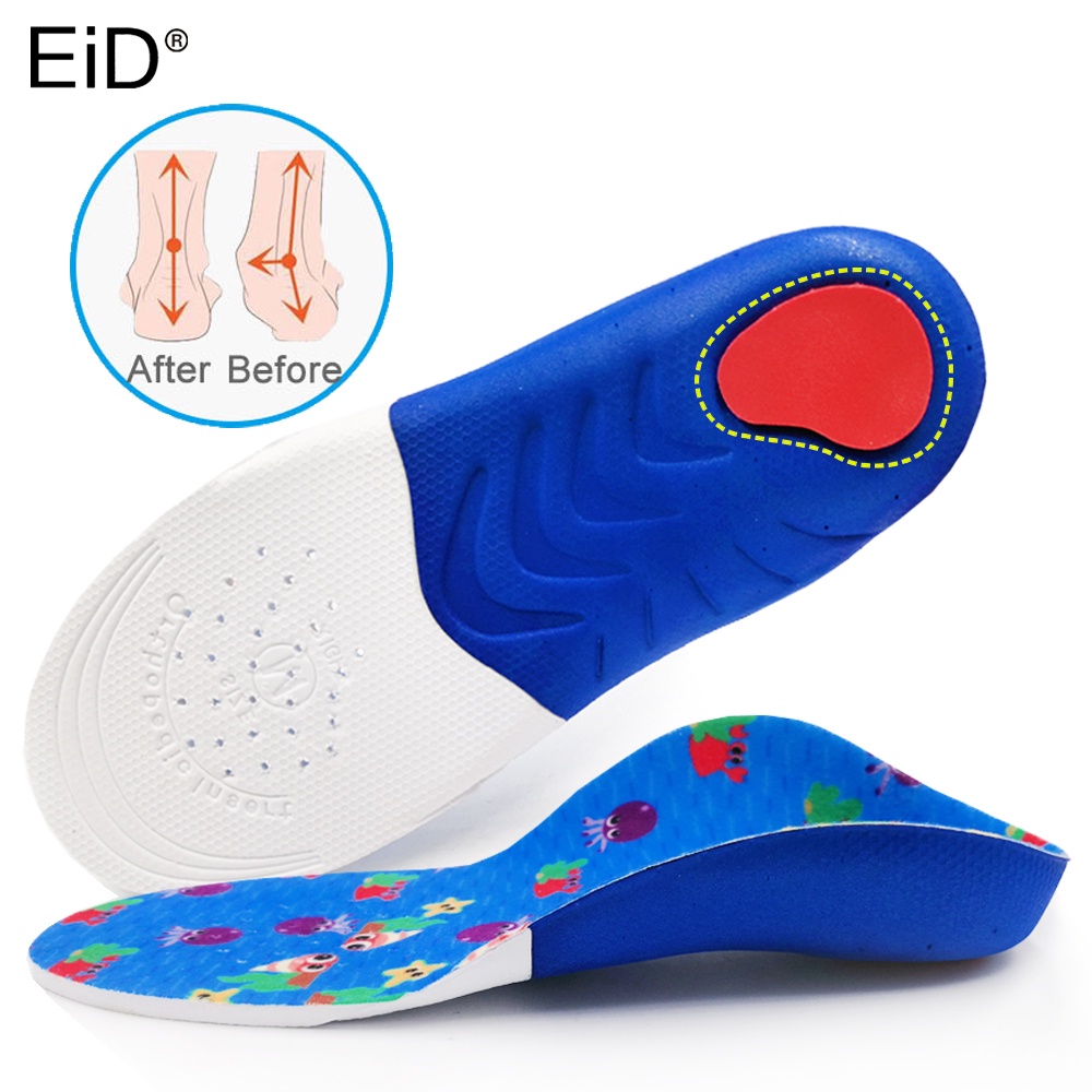 EiD Orthopedic Insoles สําหรับเด็ก Arch Support Insoles แบน Foot care Flatfoot X/O ขา Orthotic รองเท้าส้นรองเท้า PU Pad แทรก