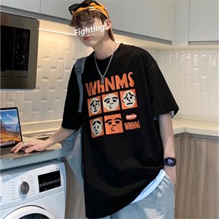 National Trend Street Fun Letter Printed Round Neck Short-Sleeved T-Shirt Men Women Wear Large Size Loose Couple Ca_03