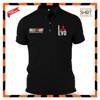 เสื้อยืดโปโล ผ้าฝ้าย พิมพ์ลายโลโก้ Mitsubishi Ralliart Lancer Evolution Love Evo Baju สําหรับผู้ชาย