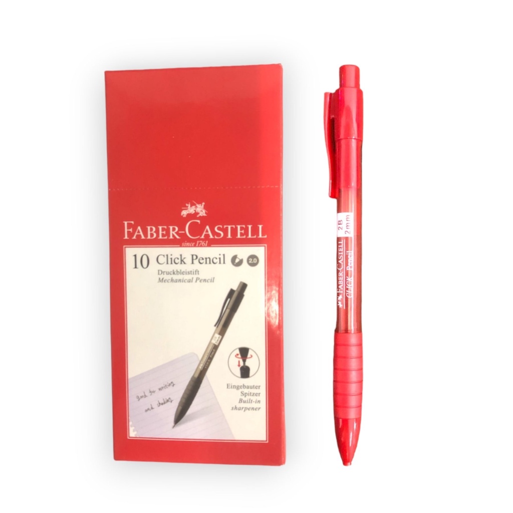 Faber castell 2B Mechanical Pencil Tip 2.0 mm Pencil Mechanical 132821 บาร์เรล สีแดง - หน่วย