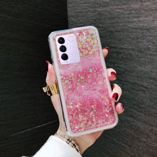 พร้อมส่ง ใหม่ เคสโทรศัพท์มือถือนิ่ม แบบใส มีทรายไหล แต่งกลิตเตอร์ วิบวับ แฟชั่น สําหรับ VIVO V27e V27 5G V27e V27 2023