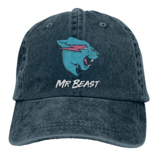 หมวกยีน ผ้าฝ้ายแท้ พิมพ์ลายโลโก้ Mr Beast Lightning Cat เหมาะกับของขวัญวันพ่อ สไตล์คลาสสิก