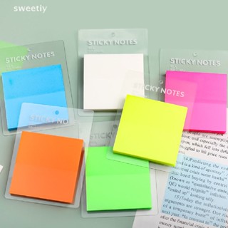 Sweetiy ใหม่ กระดาษโน้ต แบบใส กันน้ํา มีกาวในตัว หลากสีสัน 50 แผ่น