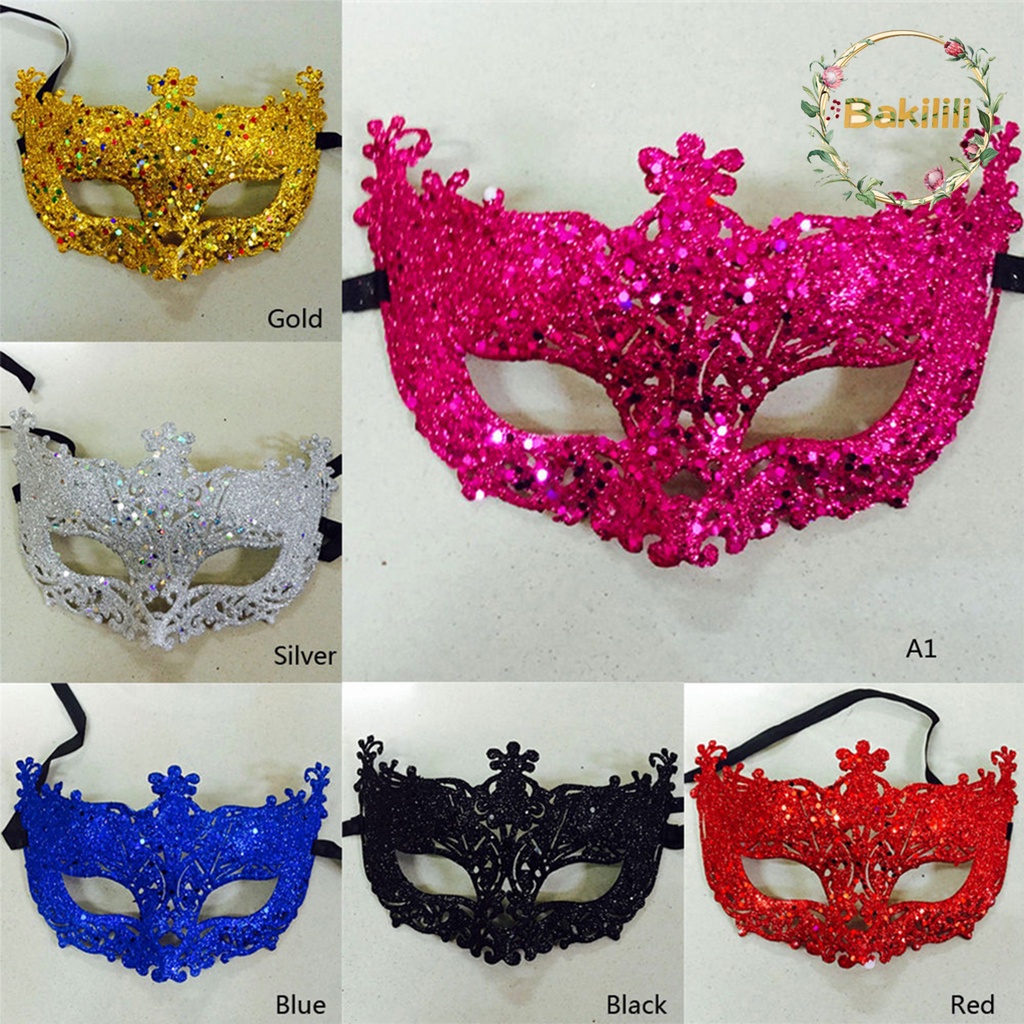 BKL คอสเพลย์ Face Cover Glitter Shinny ผู้หญิงริบบิ้นลึกลับ Eye Cover สําหรับ Masquerade