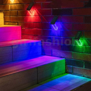 โคมไฟ Led RGB พลังงานแสงอาทิตย์ กันน้ํา เซนเซอร์ตรวจจับแสง สีขาว และไฟอุ่น สําหรับติดบันได