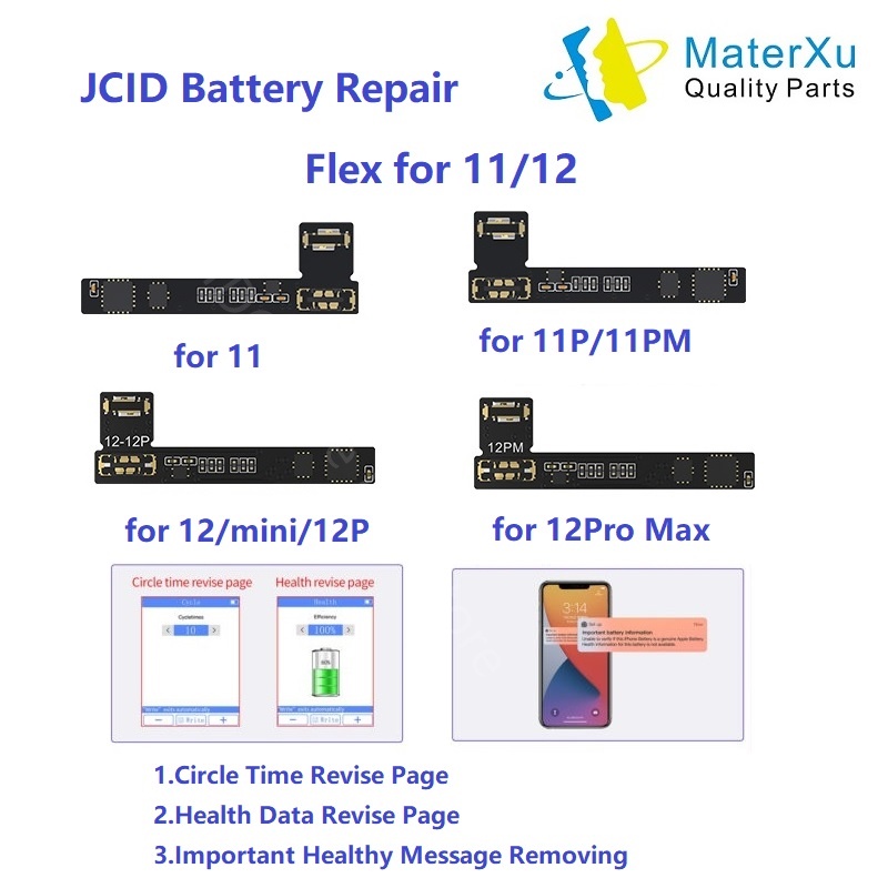 Jc V1SE สายแพซ่อมแซมแบตเตอรี่ แบบเปลี่ยน สําหรับโทรศัพท์มือถือ 11 ถึง 15 Pro Max Mini JCID Programme