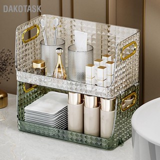 DAKOTASK Cosmetics Organizer Large Capacity Stable Base Geometric Pattern PET Makeup Storage