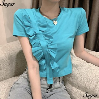 ใหม่ เสื้อยืดแขนสั้น เอวสูง ประดับโบว์ สีขาว เข้ากับทุกการแต่งกาย แฟชั่นฤดูร้อน สไตล์ฮ่องกง สําหรับผู้หญิง 2023 Be Careful RAX4 2023