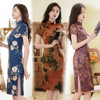 ผู้หญิง 8 สี ฤดูร้อน จีน ประจําชาติ กี่เพ้า วินเทจ พลัสไซซ์ ชุดเดรส บาง แฟชั่นผู้หญิง แฟชั่น แสดง เครื่องแต่งกาย Qipao