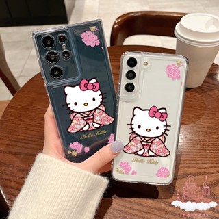 เคสซิลิโคนนิ่ม ลายคิตตี้ กันกระแทก สําหรับ Samsung Galaxy S23 Ultra S22 FE S21 S20 Plus A30 A03 Core