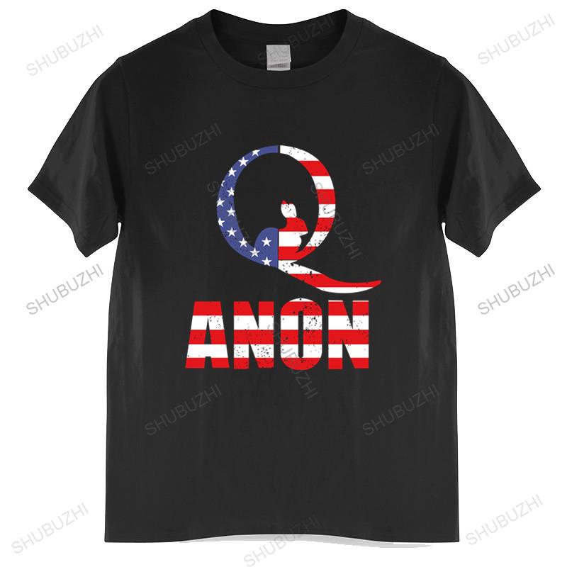 #ถูกสุด เสื้อยืด ผ้าฝ้าย พิมพ์ลายธง QAnon Rabbit Q USA สีดํา แฟชั่นฤดูร้อน สําหรับผู้ชายS-5XL