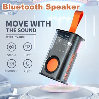 Bluetooth Speaker ลำโพงบลูทู ธ ลำโพงแบบพกพาคอลัมน์สเตอริโอ 3D เพลงรอบลำโพงโปร่งใสกันน้ำ