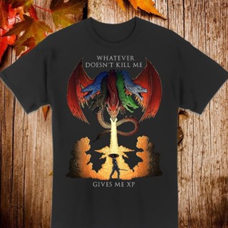 เสื้อเชิ้ต ผ้าฝ้าย พิมพ์ลาย Dungeons &amp; Dragons Whatever Doesnt Kill Me Gives Me XP สําหรับผู้ชาย และผู้หญิง