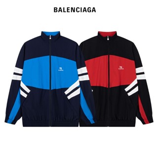 Balenciaga ของแท้ 100% เสื้อแจ็กเก็ตกันลม ผ้าไนล่อน ปักลายโลโก้ อเนกประสงค์ กันน้ํา สําหรับผู้ชาย