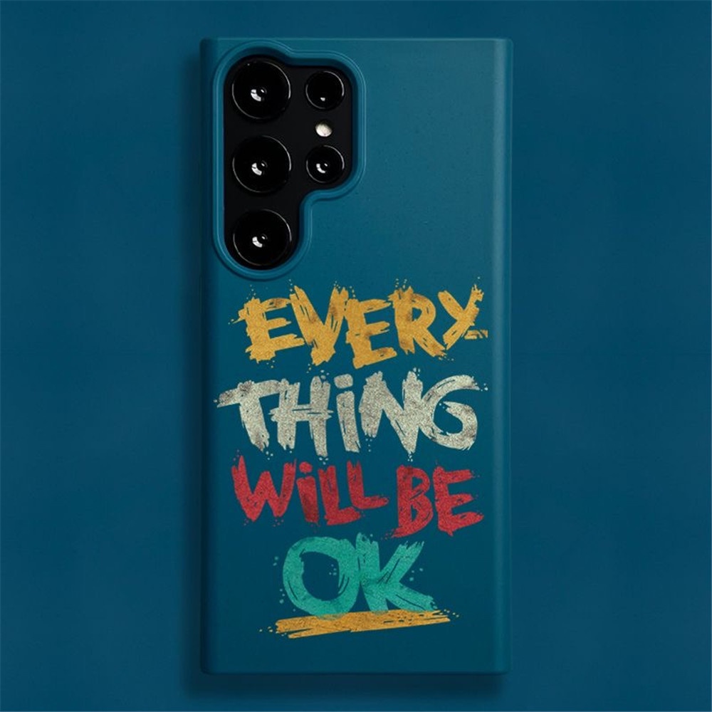 Every Thing Will Be OK ฟางข้าวสาลี Soft Micro Matte Case สําหรับ Samsung S25/S24/S23/S22/S21/S20, Galaxy S24+/S23+/S22+, กันกระแทก, เป็นมิตรกับสิ่งแวดล้อม